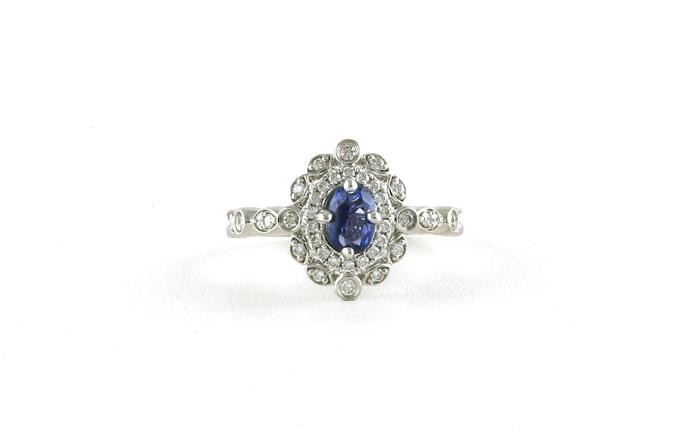 content/products/Vintage-style Double Halo Oval-cut Montana Yogo Sapphire and Diamond Ring in White Gold (0.95cts TWT)