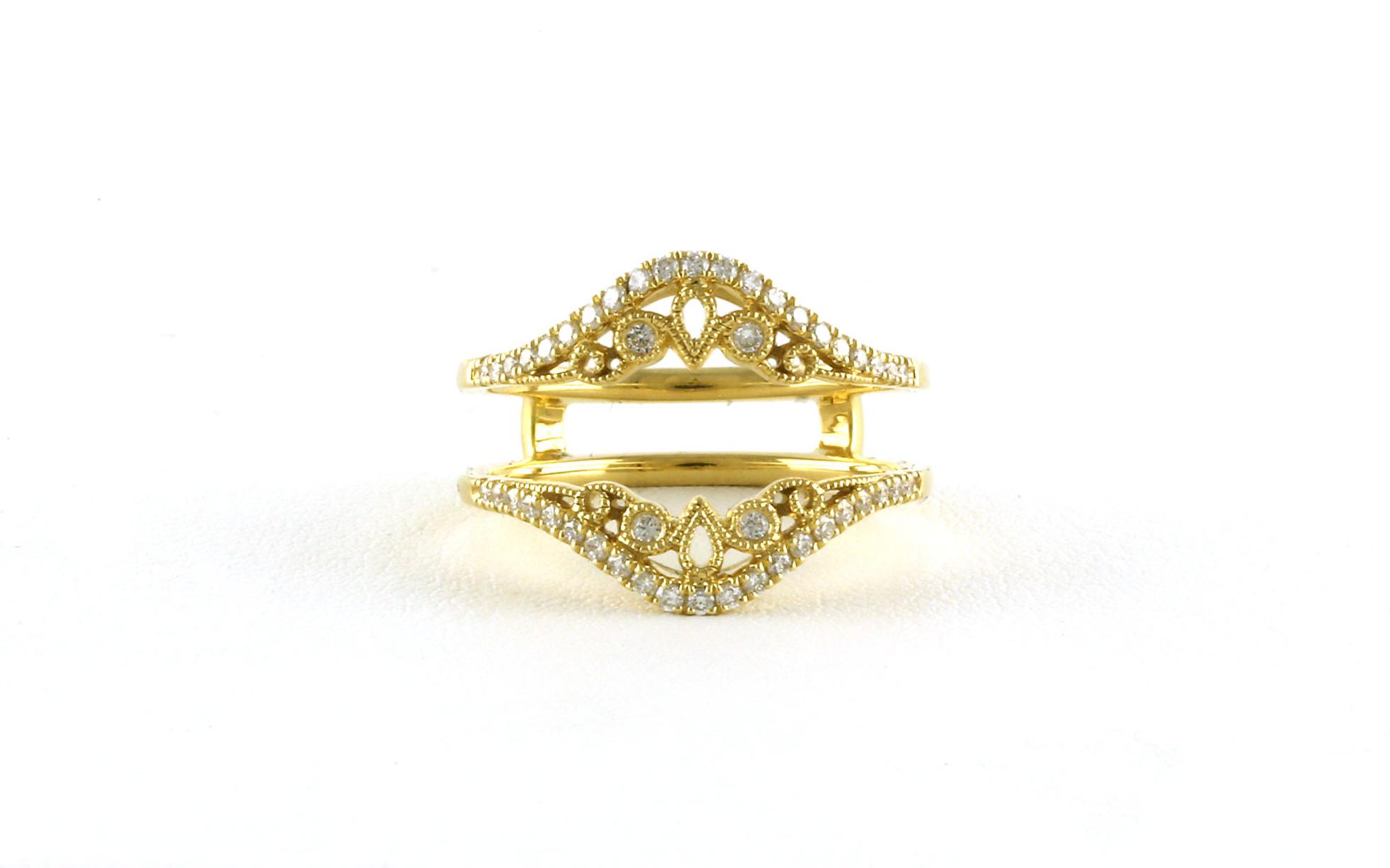 Filigree Diamond Curved Guard Ring in Yellow Gold (0.27cts TWT)