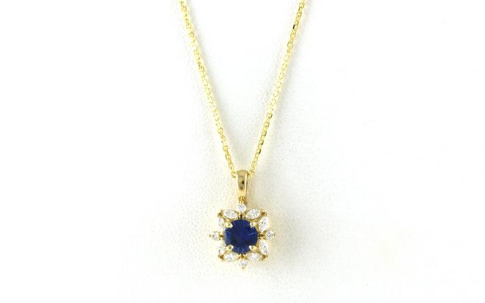 content/products/Floral-style Halo Fantasy-cut Montana Yogo Sapphire and Diamond Necklace in Yellow Gold (0.88cts TWT)