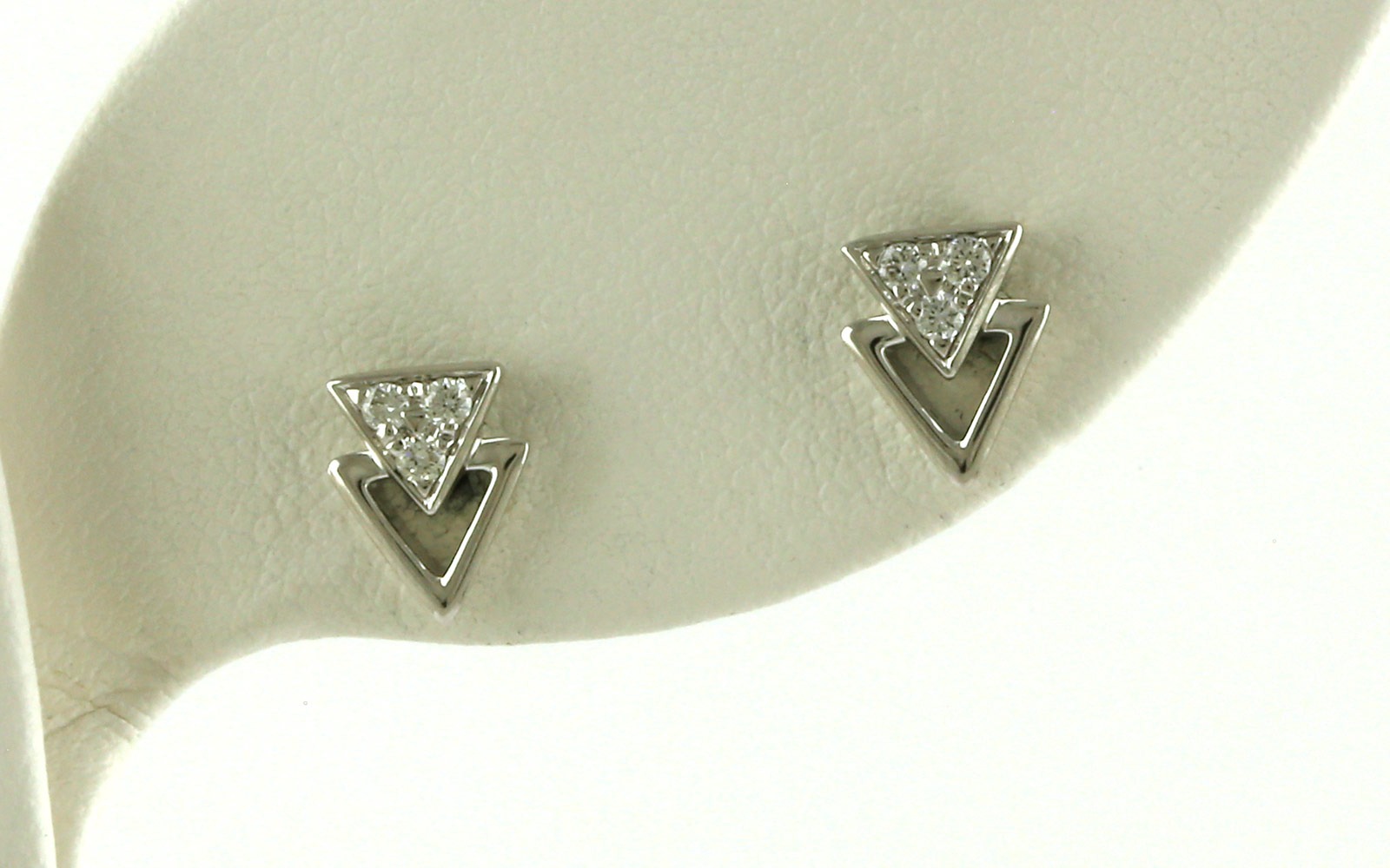 Double Triangle Diamond Stud Earrings in White Gold (0.09cts TWT)