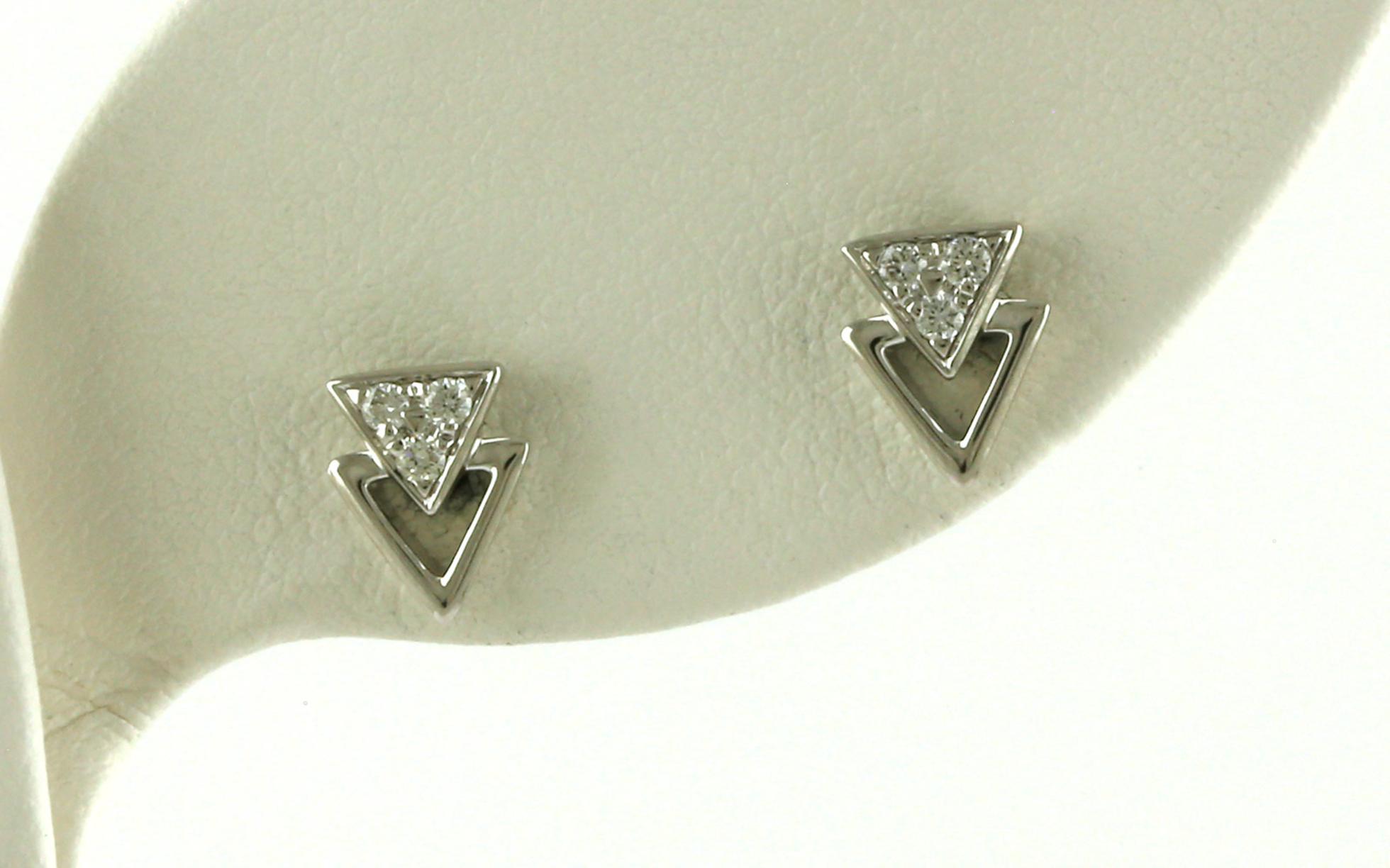 Double Triangle Diamond Stud Earrings in White Gold (0.09cts TWT)