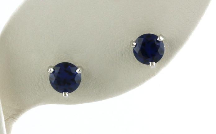 content/products/Montana Yogo Sapphire and Diamond Stud Earrings with Pave Diamond 3-Prong Settings in White Gold (2.36cts TWT)
