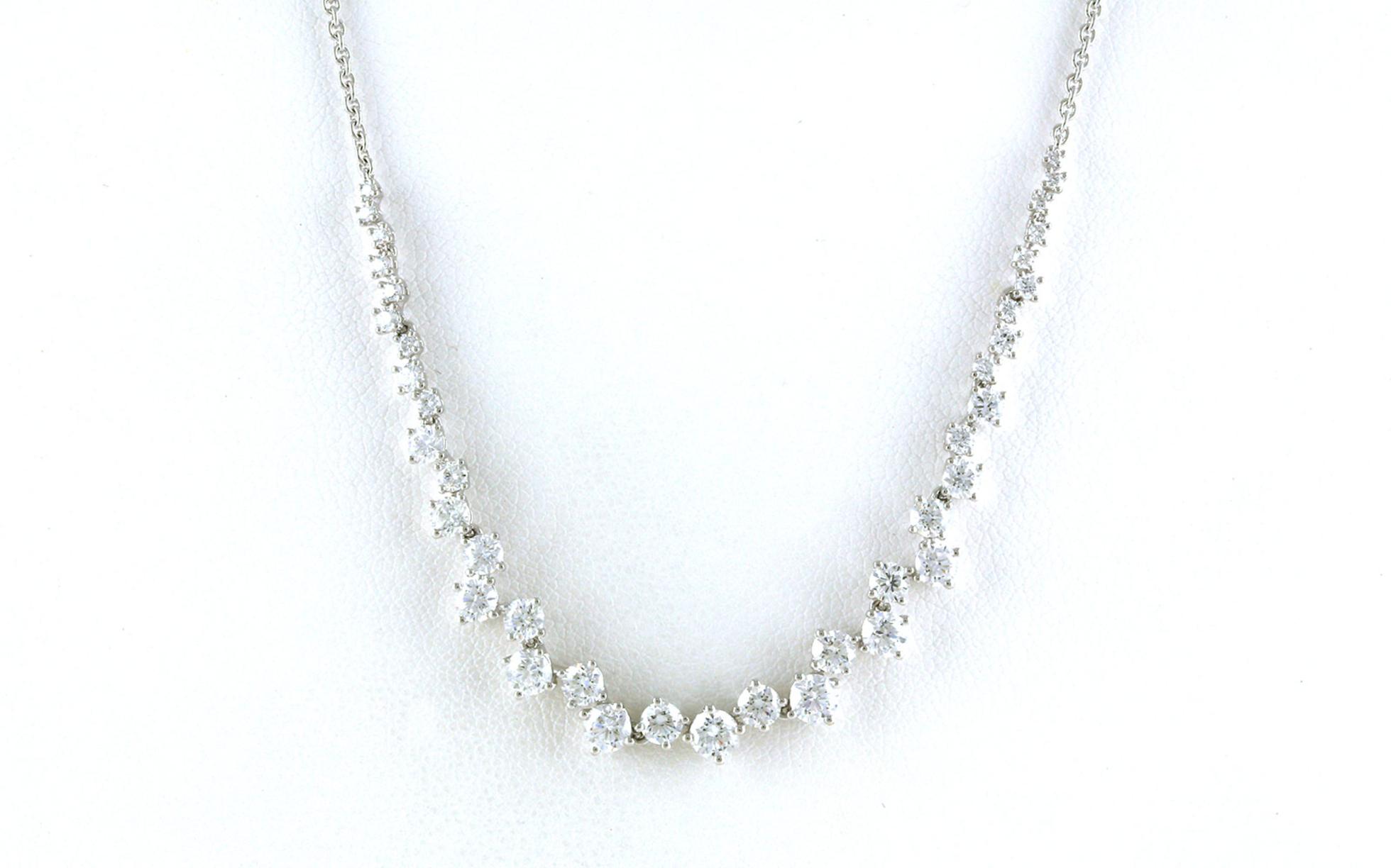 Zig Zag Line-style Diamond Necklace in White Gold (2.33cts TWT)