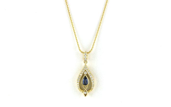 content/products/Teardrop-style Pear-cut Montana Yogo Sapphire Necklace with Diamonds in Yellow Gold (0.35cts TWT)