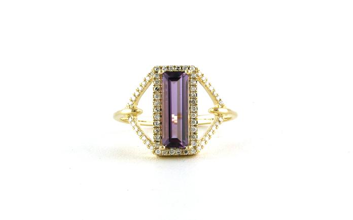 content/products/Halo-style Baguette-cut Amethyst Ring with Hexagonal Accent in Yellow Gold (0.16cts TWT)