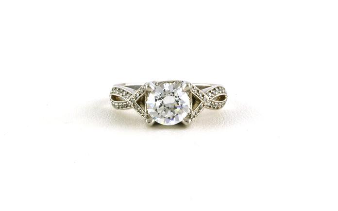 content/products/Cross-over Split-shank 4-Prong Engagement Ring Mounting with Pave Band and Hidden Halo in White Gold (0.27cts TWT)