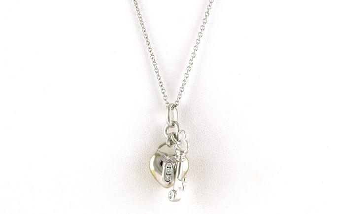content/products/Estate Piece: Heart Lock and Key Diamond Necklace in White Gold (0.12cts TWT)