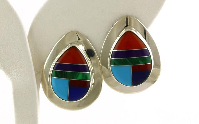 content/products/Estate Piece: Teardrop Stud Earrings with Various Semi-Precious Stones in Sterling Silver