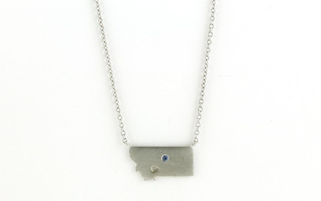 Satin-finished Montana Necklace with Montana Yogo Sapphire in White Gold (0.03cts TWT)