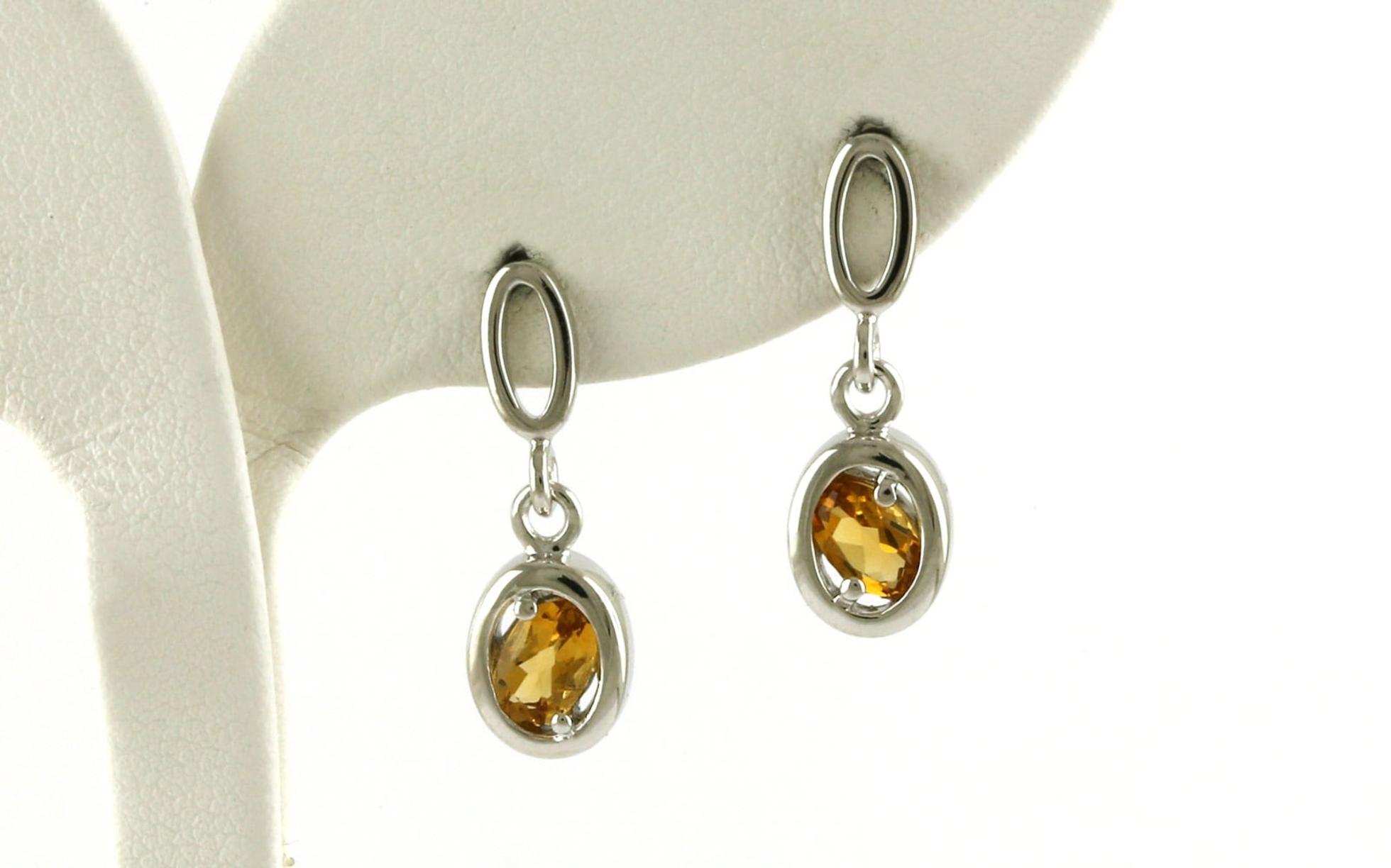 Drop-style Oval-cut Citrine Earrings in Sterling Silver (0.92cts TWT)