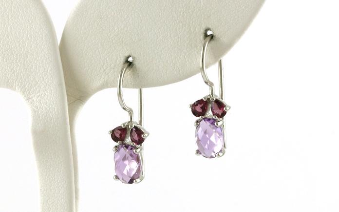 content/products/Dangle-style Amethyst Earrings with Rhodolite Garnet Clusters in Sterling Silver