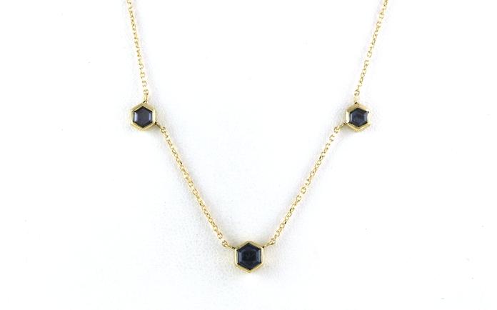 content/products/Station-style Hexagon-shaped Montana Yogo Sapphire Necklace in Yellow Gold (0.88cts TWT)