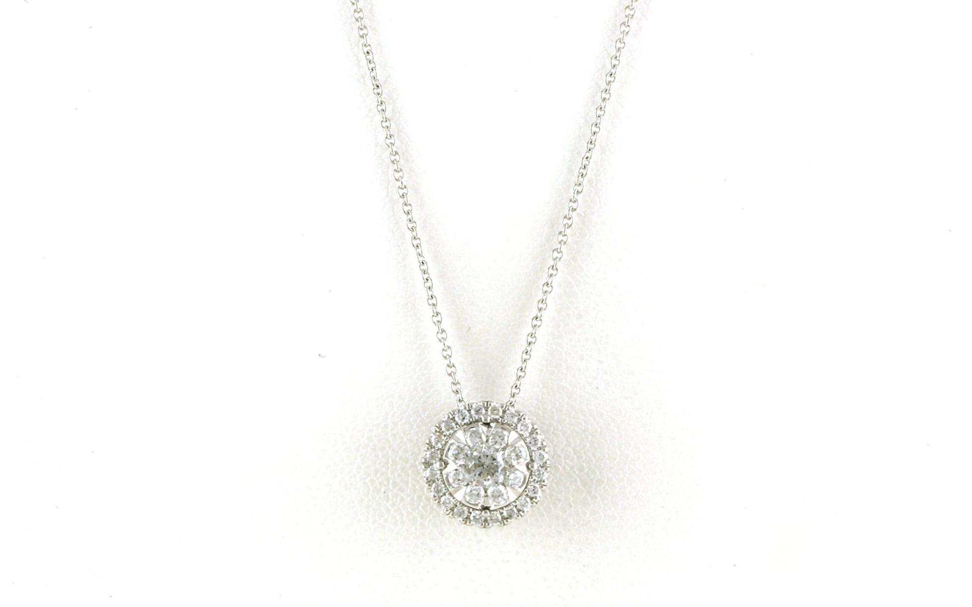 Double Halo Diamond Necklace in White Gold (0.50cts TWT)