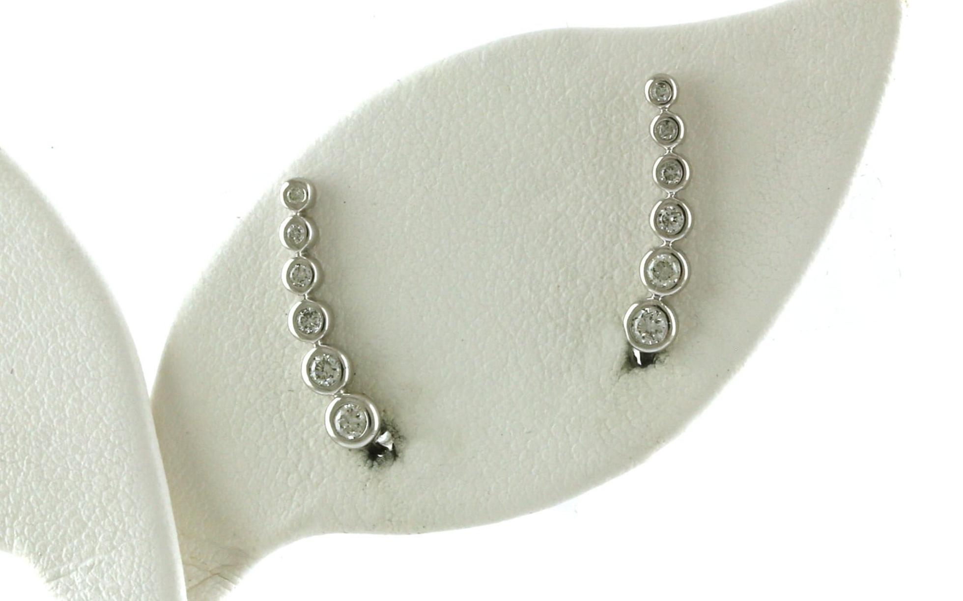 Bezel-set Diamond Ear Climber Earrings in White Gold (0.25cts TWT)