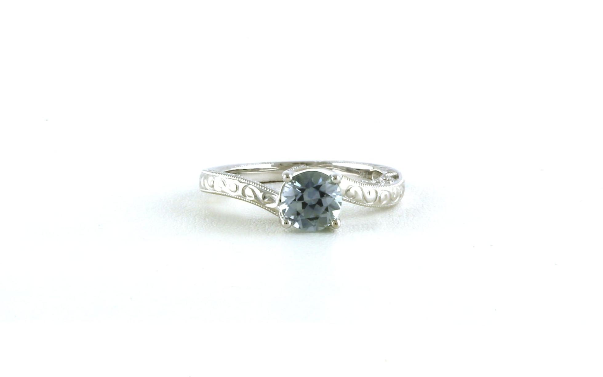 Solitaire-style Montana Sapphire Ring with Hand-engraved Band (1.13cts TWT)