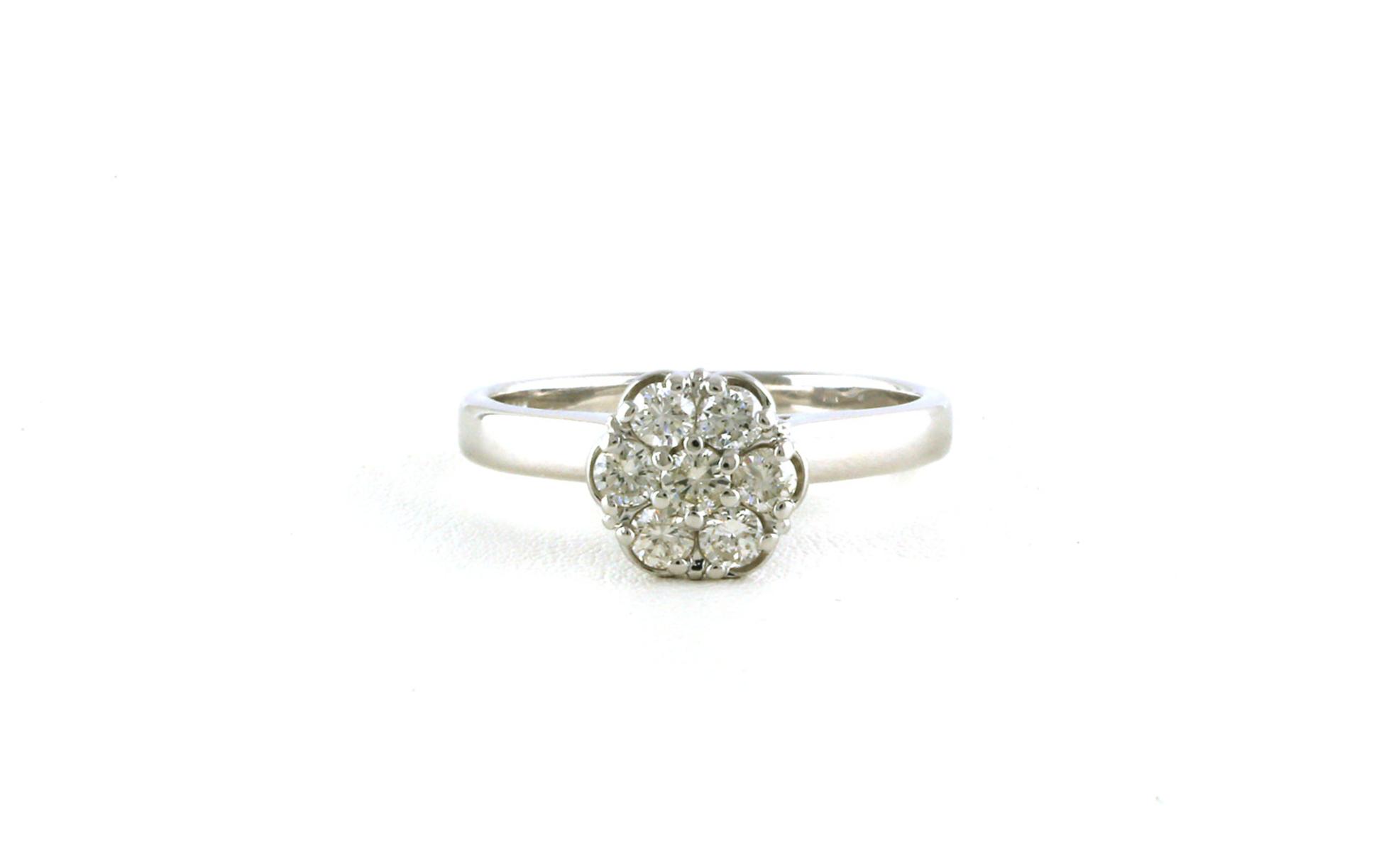 Estate Piece: Floral Diamond Cluster Ring in White Gold (0.50cts TWT)