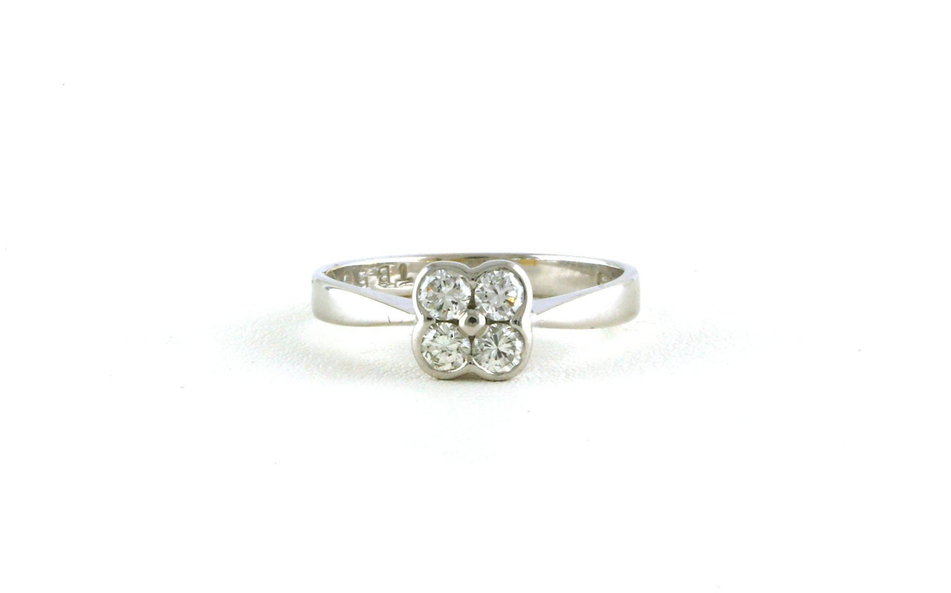 Estate Piece: Floral Diamond Cluster Ring in White Gold (0.40cts TWT)