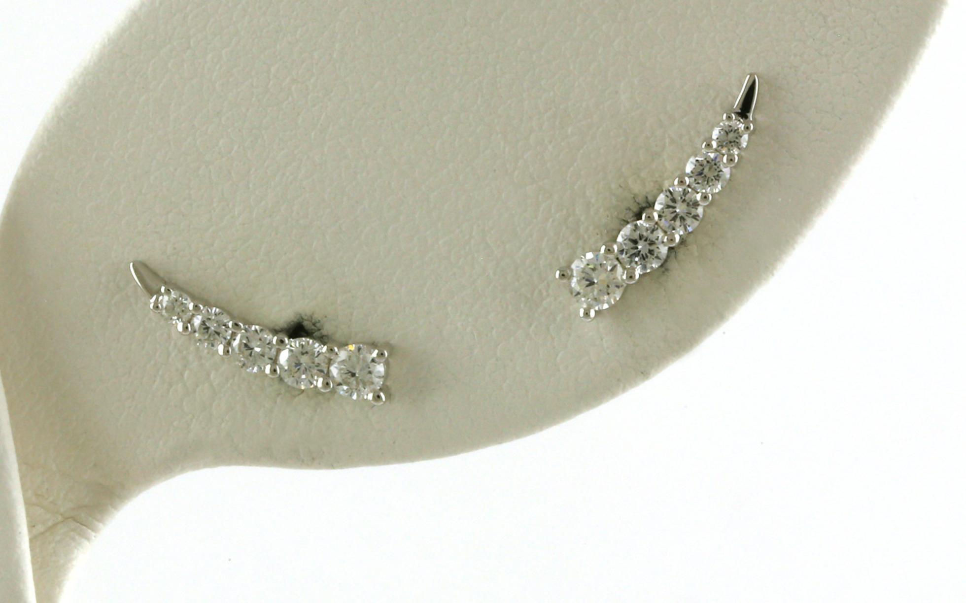 5-Stone Share-prong Climber Earrings in White Gold (0.42cts TWT)