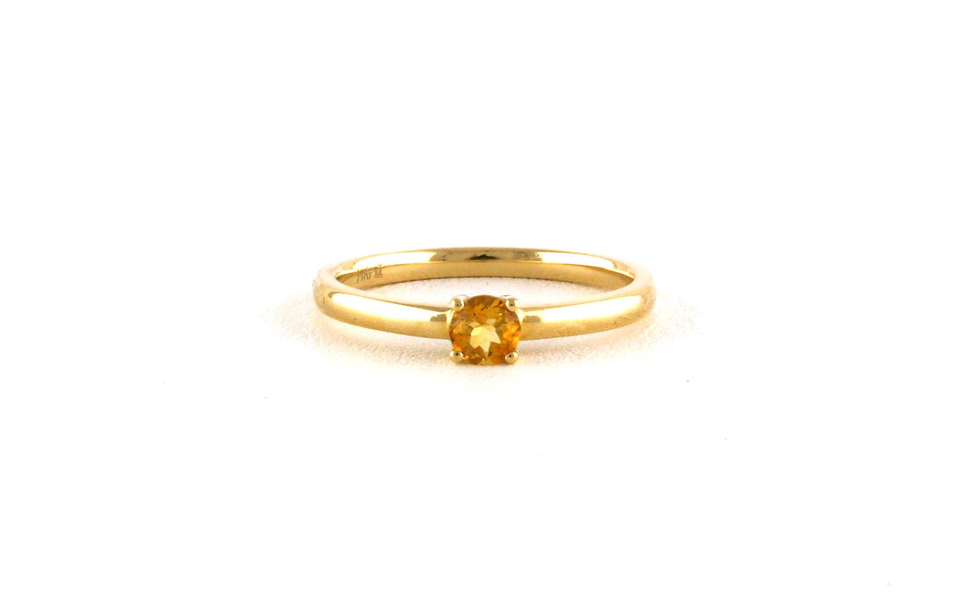4-Prong Round Citrine Ring in Yellow Gold (0.24cts)