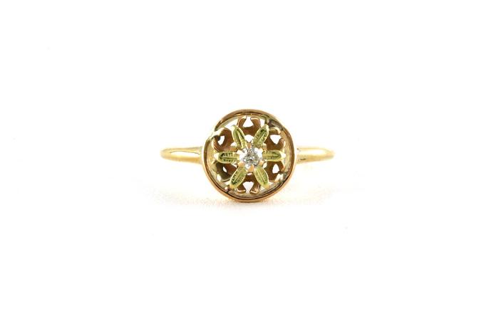 content/products/Estate Piece: Circle Flower Ring with Old Mine-cut Diamond in Yellow Gold (0.08cts TWT)