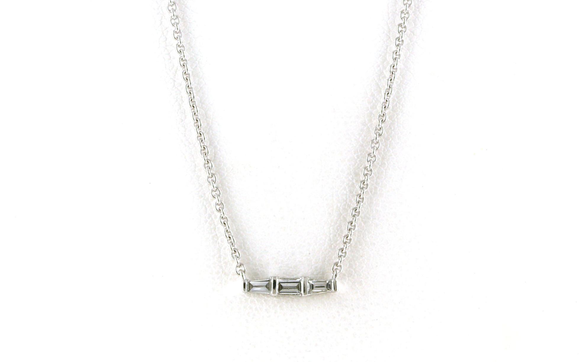 Bar-style Baguette-cut Diamond Necklace in White Gold (0.13cts TWT)