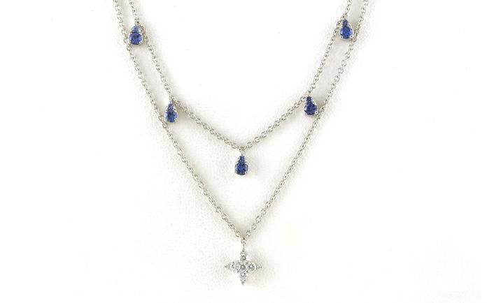 content/products/Double-strand Drop-style Pear-cut Montana Yogo Sapphire Necklace with Diamond in White Gold (0.61cts TWT)