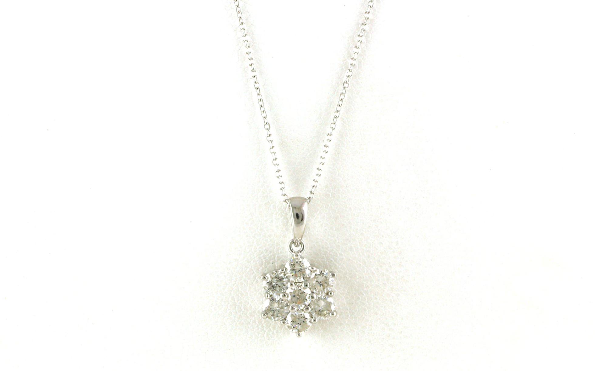 Estate Piece: Floral Cluster-style Diamond Necklace in White Gold (1.00cts TWT)