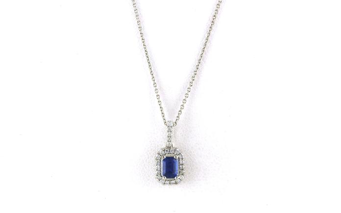 content/products/Halo-style Emerald-cut Montana Yogo Sapphire Necklace in White Gold (0.53cts TWT)