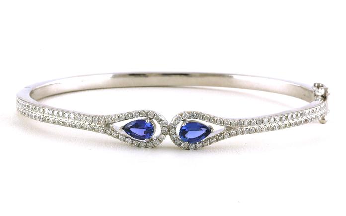 content/products/2-Stone Pear-cut Montana Yogo Sapphire and Diamond Bangle Bracelet in White Gold (1.86cts TWT)