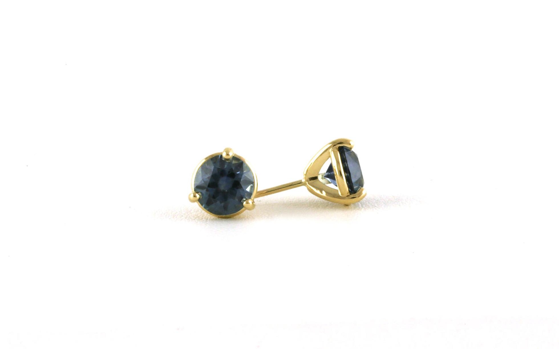 Montana Sapphire Stud Earrings in 3-Prong Martini Settings in Yellow Gold (2.04cts TWT)
