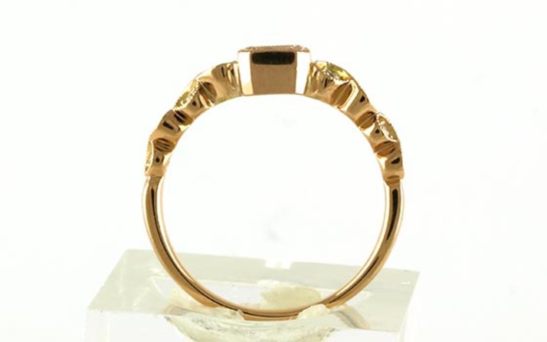 Estate Piece: Vintage-style Bezel-set Radiant-cut Diamond Ring with Milgrain Details in Rose Gold (0.59cts TWT)