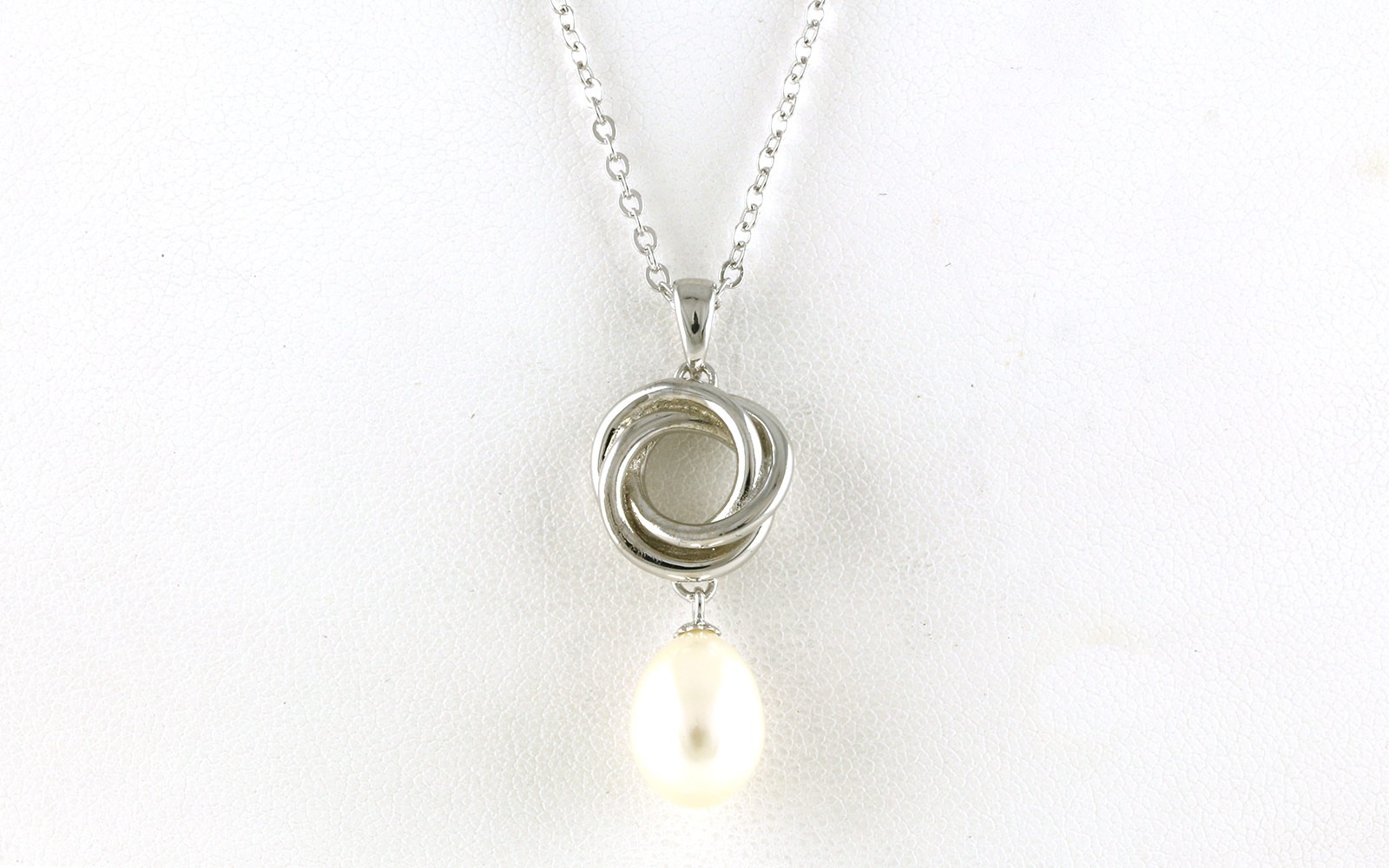 Love Knot Pearl Necklace in Sterling Silver