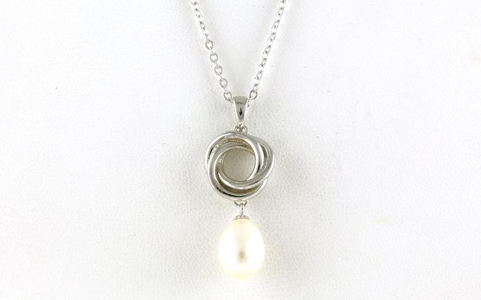 content/products/Love Knot Pearl Necklace in Sterling Silver
