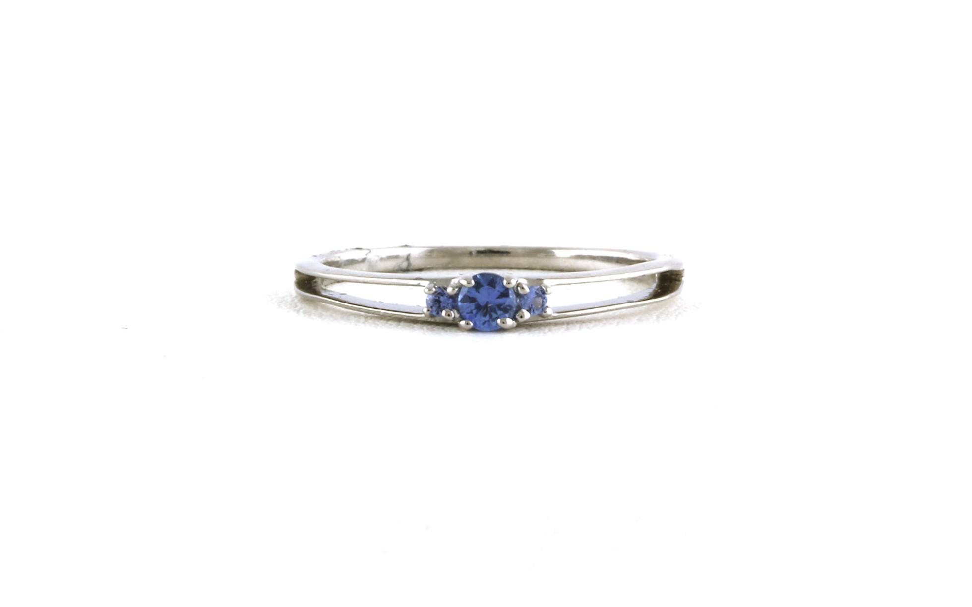 Petite 3-Stone Split Shank Montana Sapphire Ring in Sterling Silver (0.15cts TWT)