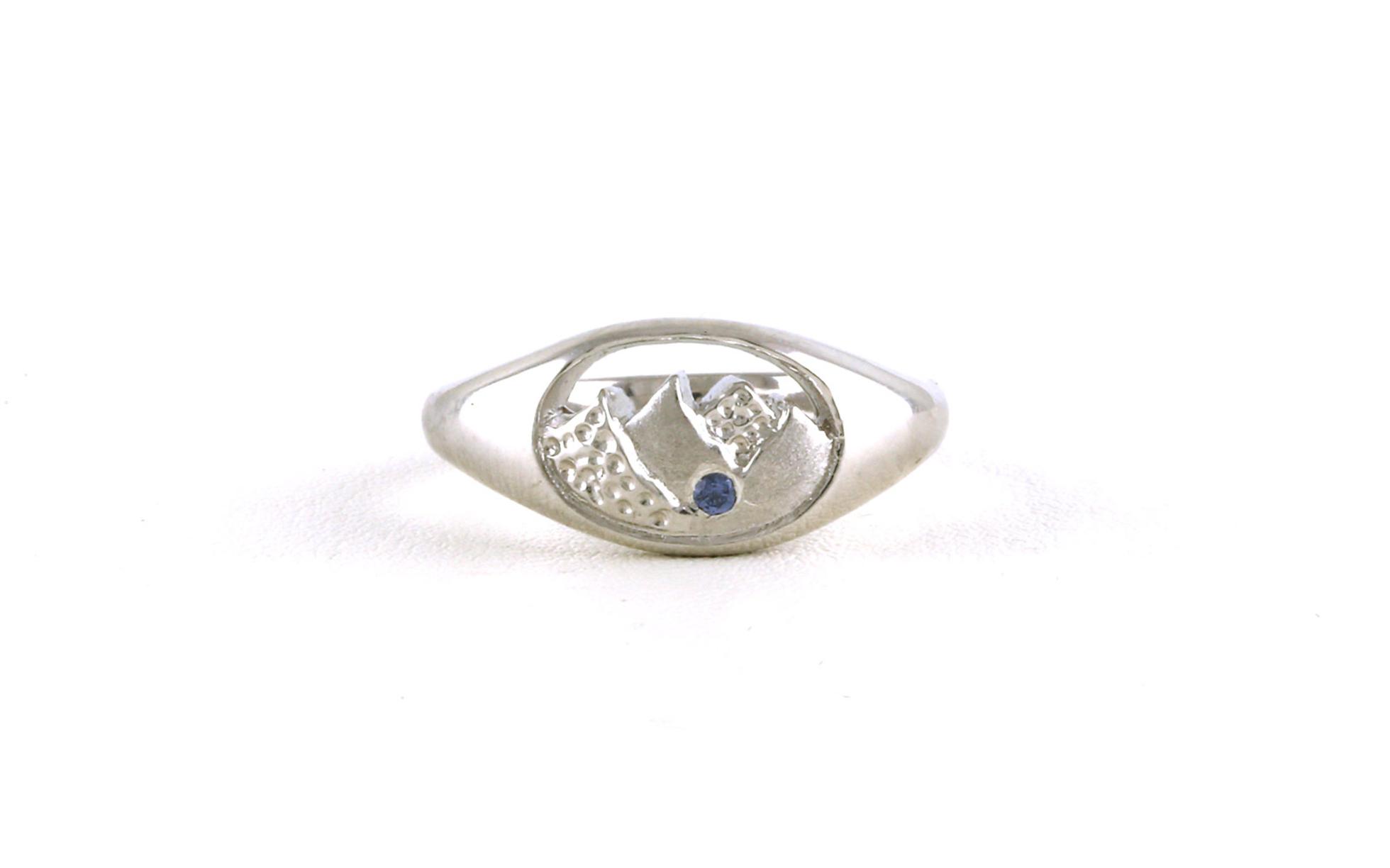 Oval Mountain Range Montana Yogo Sapphire Ring in Sterling Silver (0.03cts)