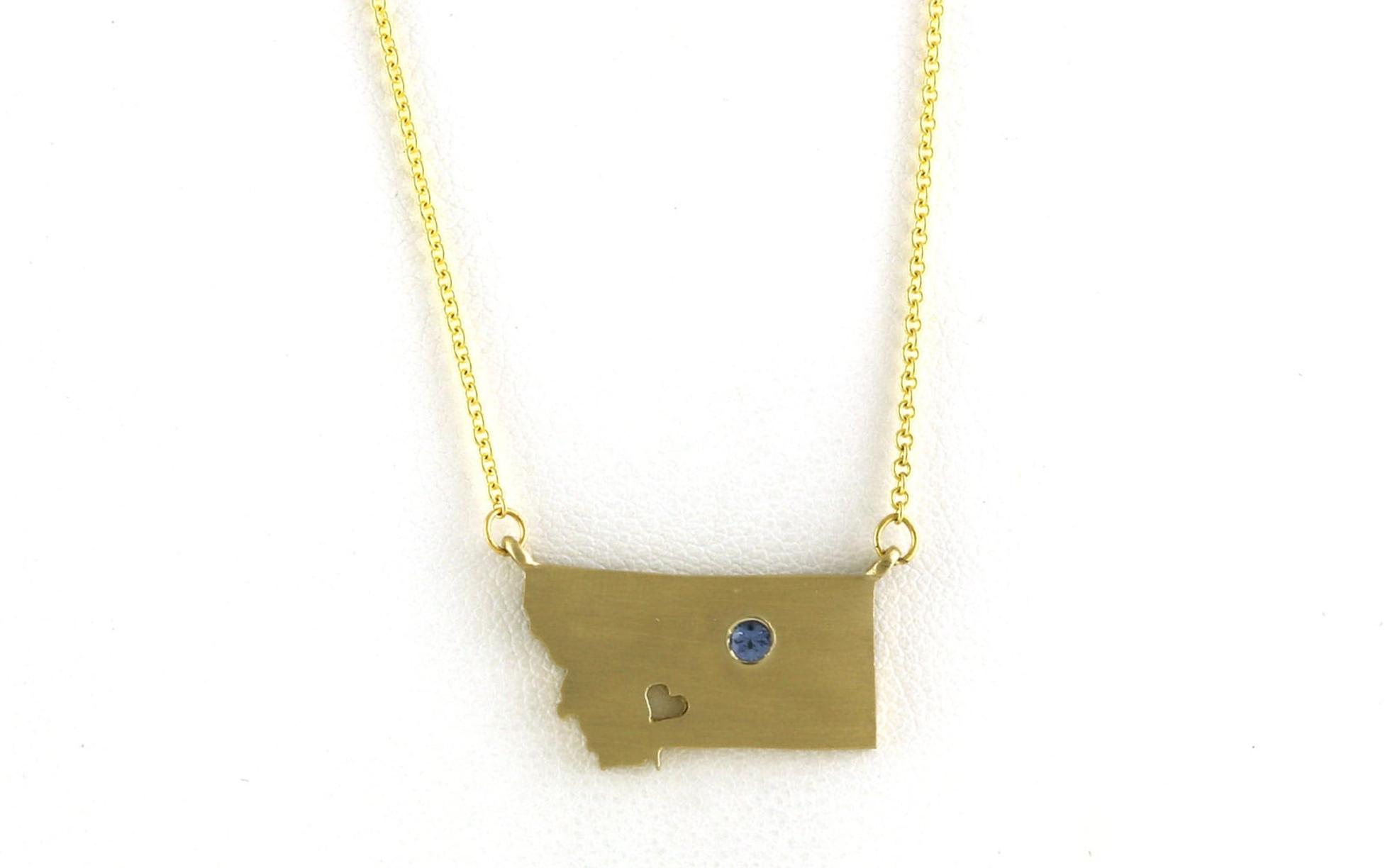 Satin-finished Montana Necklace with Montana Yogo Sapphire in Yellow Gold (0.03cts TWT)