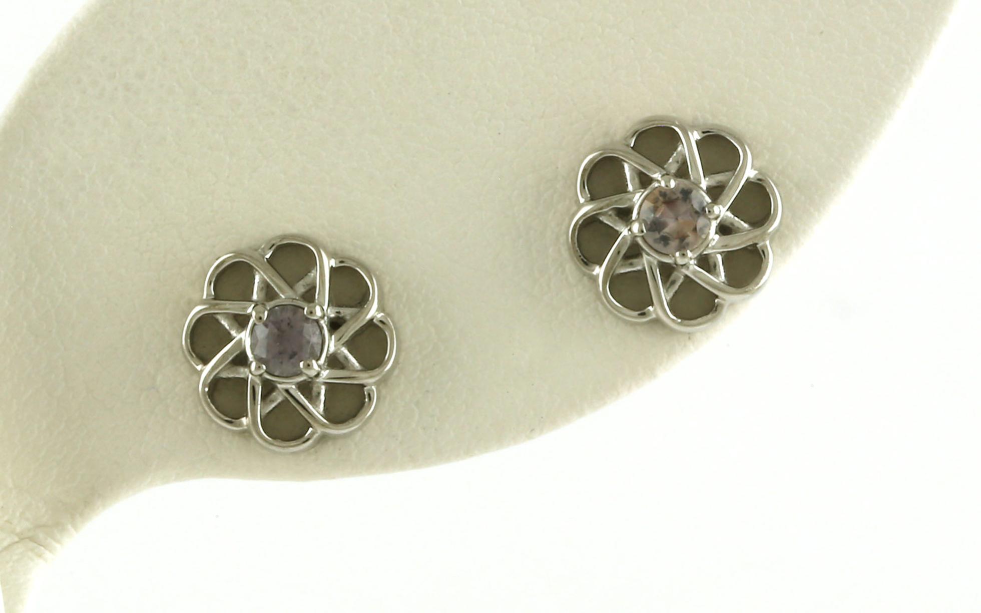 Spirograph Pink Montana Sapphire Stud Earrings in Sterling Silver (0.25cts TWT)
