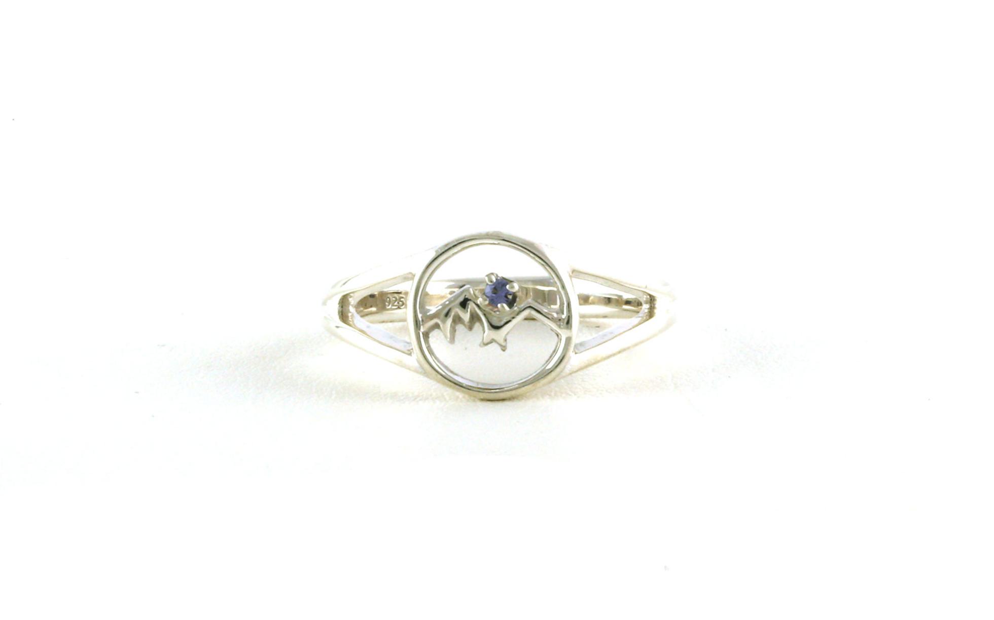 Circle Mountain Ridgeline Montana Yogo Sapphire Ring in Sterling Silver (0.03cts)