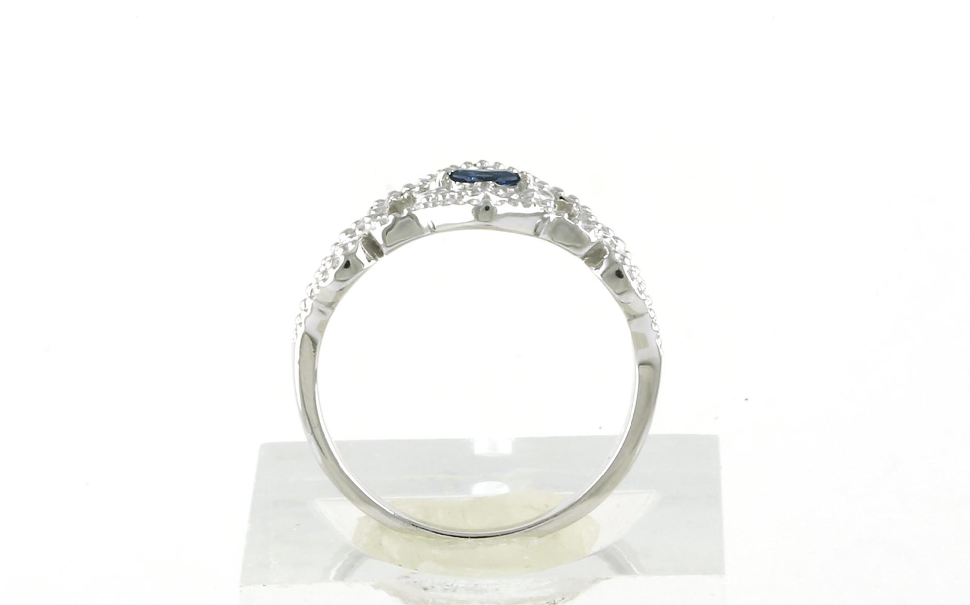 Filligree-style Marquise-cut Montana Yogo Sapphire Ring with Beaded Details in Sterling Silver (0.10cts)