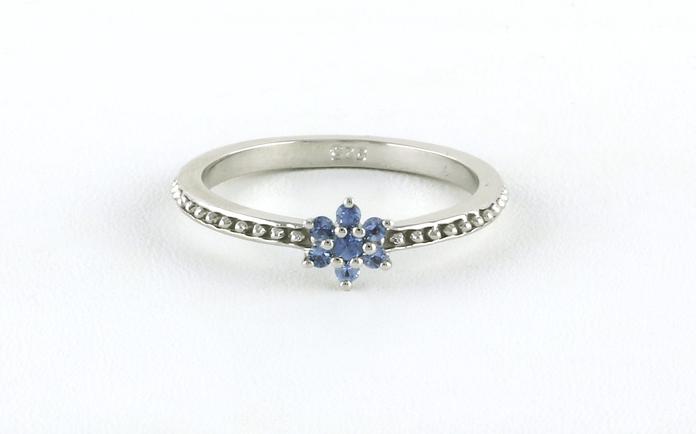 content/products/7-Stone Flower Cluster Montana Yogo Sapphire Ring with Beaded Details in Sterling Silver (0.14cts TWT)