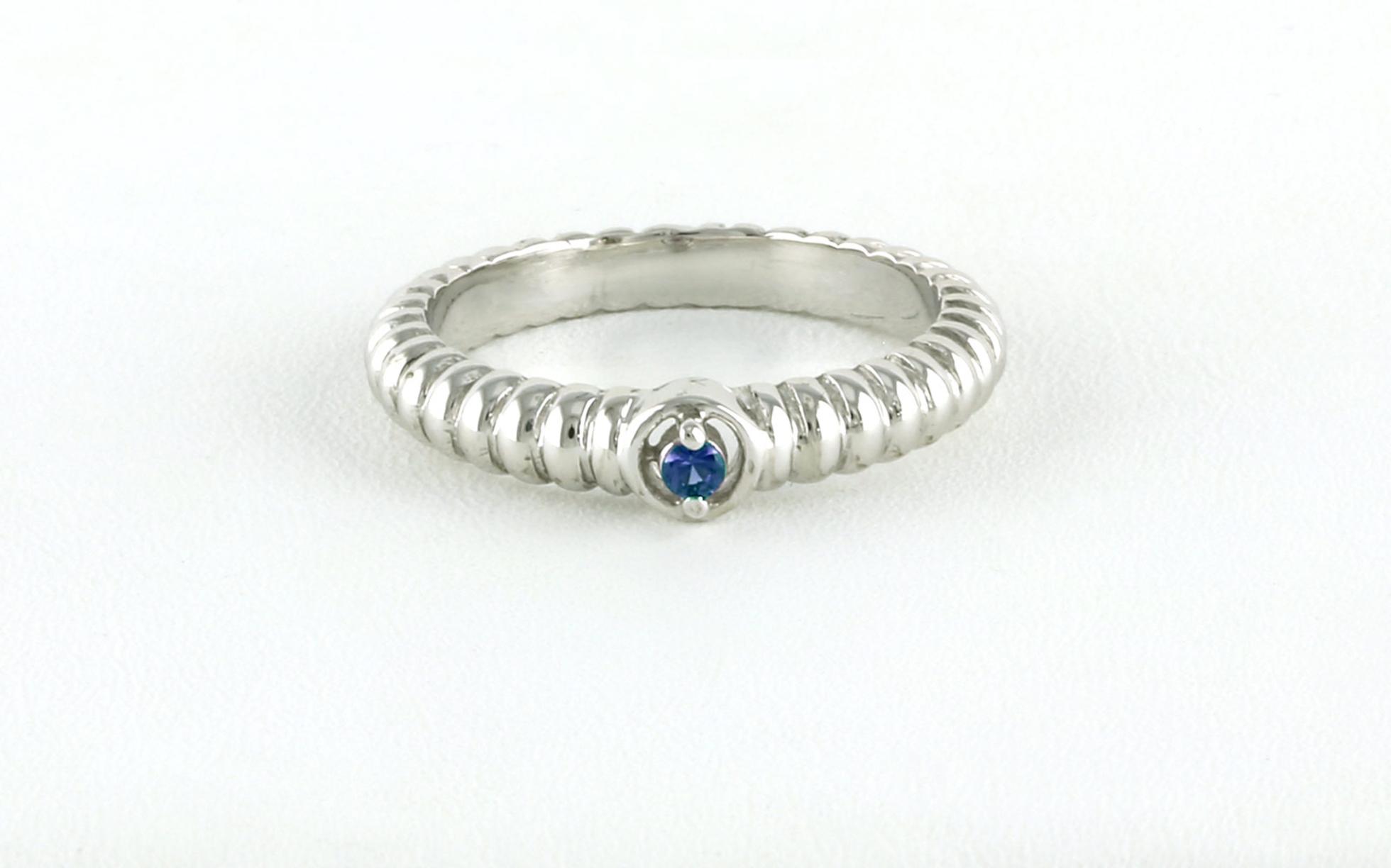 Solitaire Montana Yogo Sapphire Ring with Rope Detail in Sterling Silver (0.04cts)
