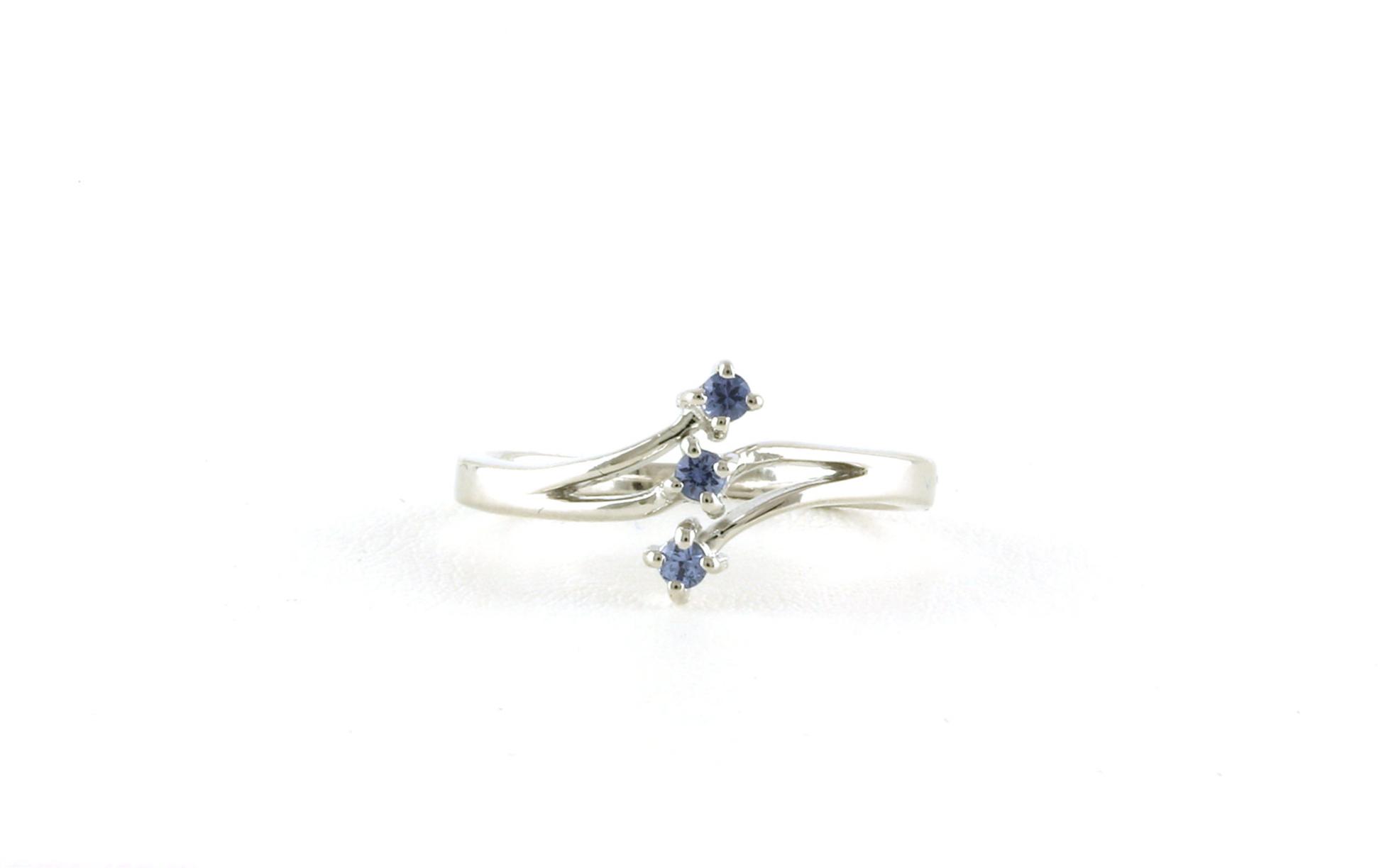 3-Stone Swoop Montana Yogo Sapphire Ring in Sterling Silver (0.11cts TWT)