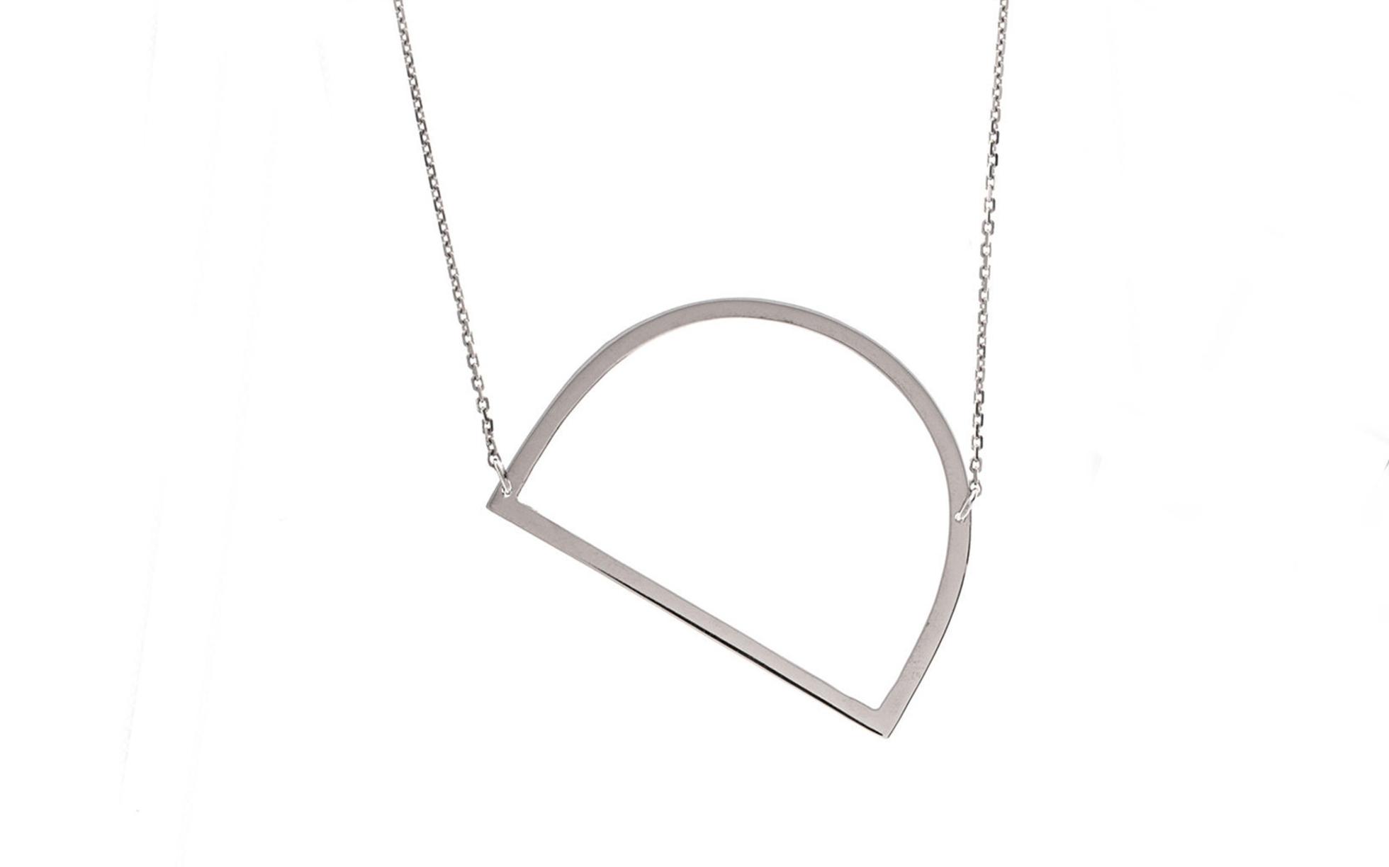 Large Angled "D" Initial Necklace in Sterling Silver
