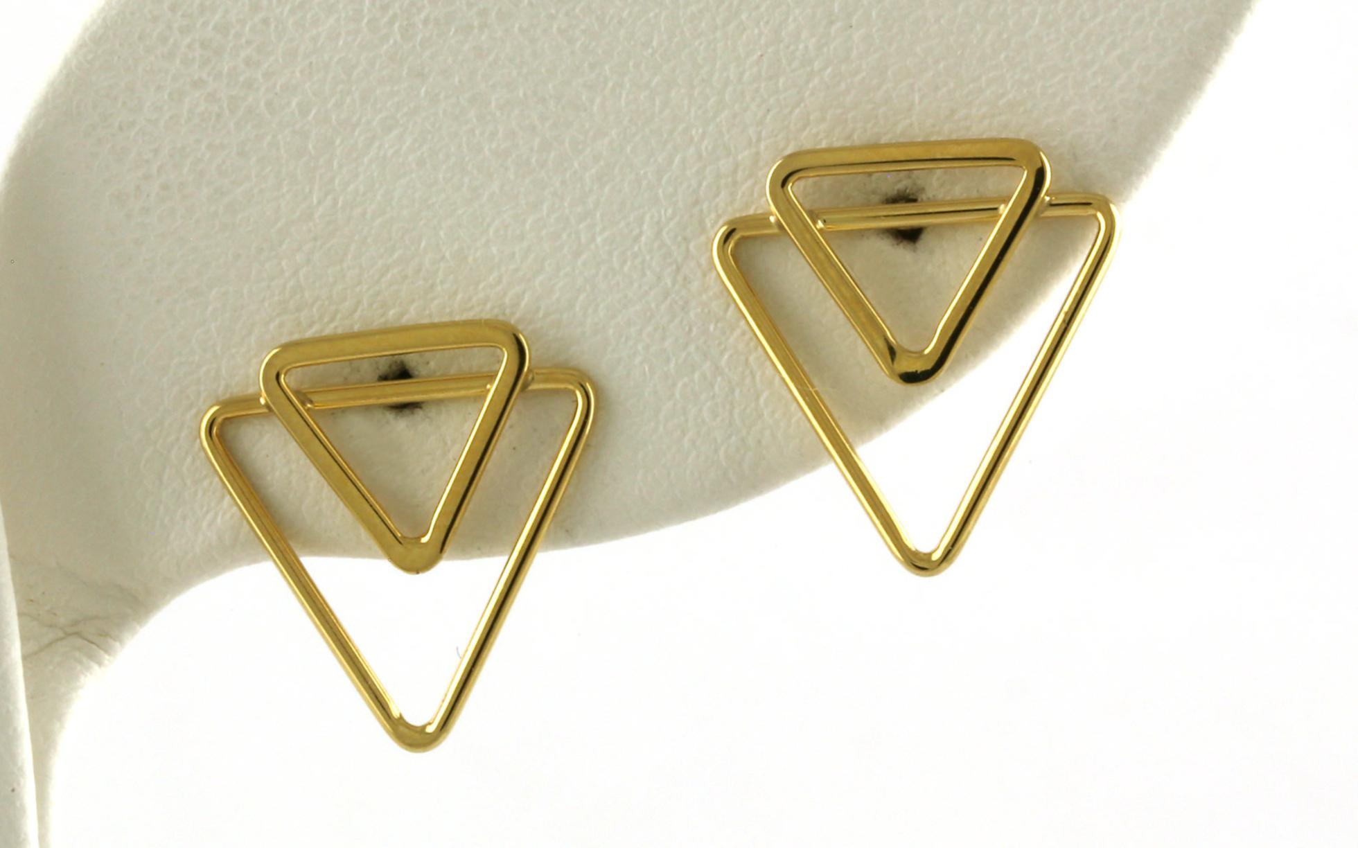 Double Triangles Stud Earrings in Yellow Gold