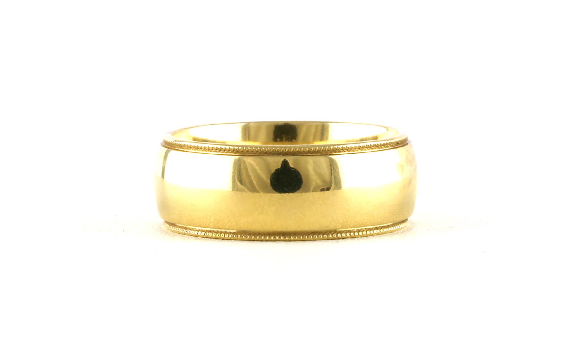 Comfort Fit Wedding Band with Milgrain Edge in Yellow Gold (8 mm)