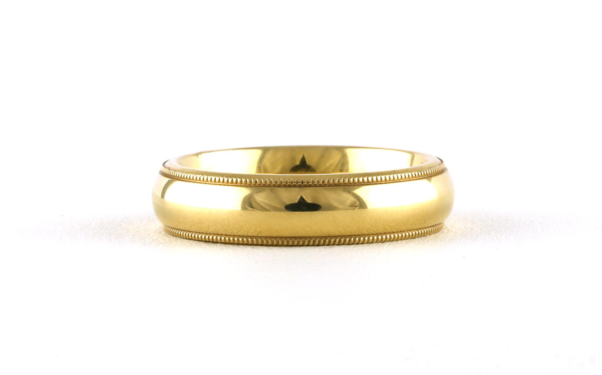 Comfort Fit Wedding Band with Milgrain Edge in Yellow Gold (6 mm)