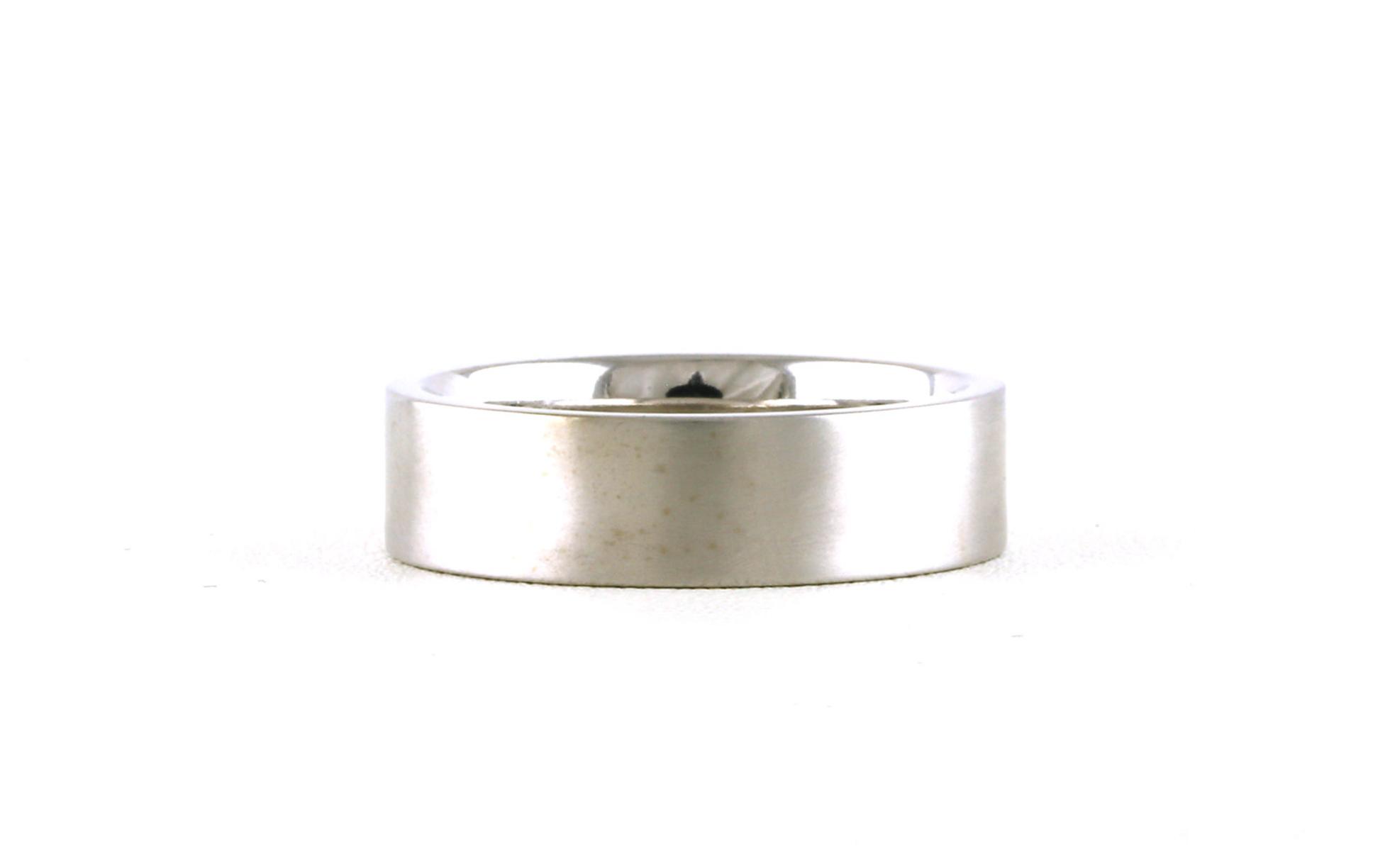 Flat Comfort Fit Wedding Band with Satin Finish in White Gold