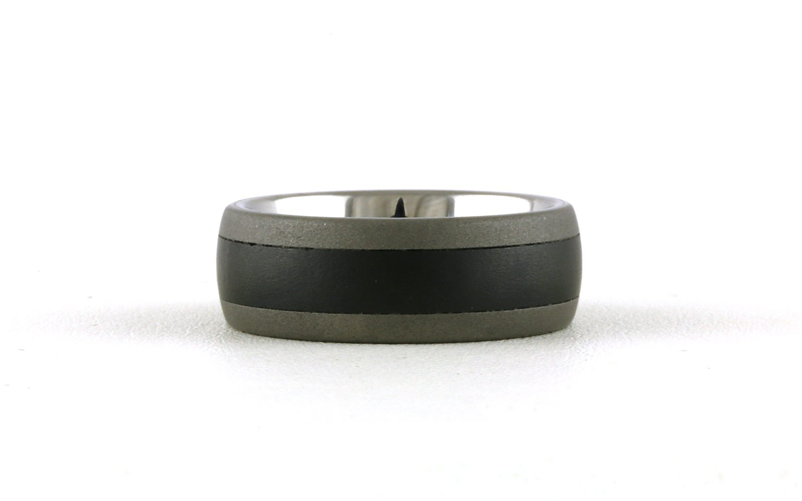 Comfort Fit Black Ceramic Inlay Wedding Band with Matte Finish in Serinium (sz 11.5)