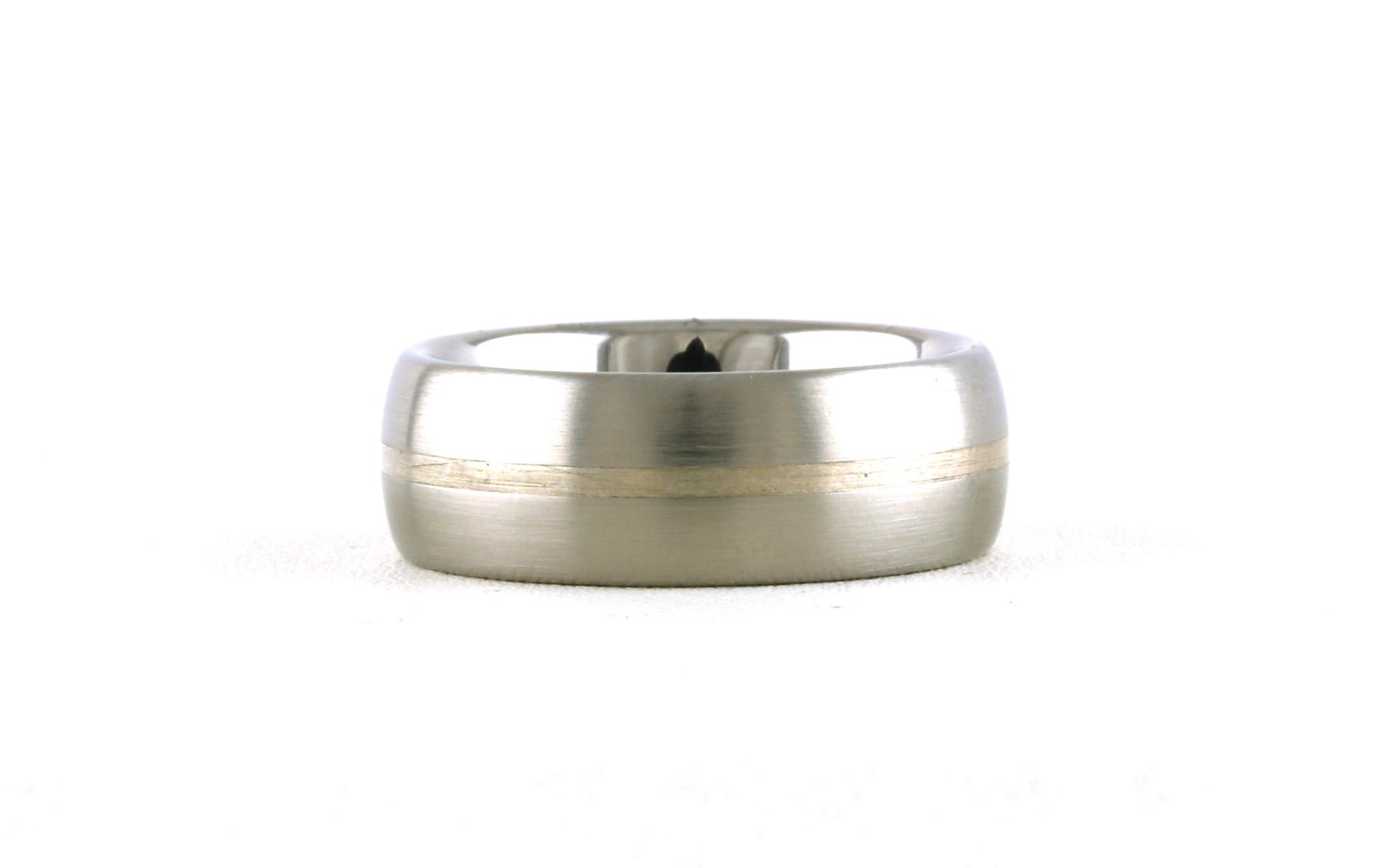 Comfort Fit Inlay Center Wedding Band with Satin Finish in Serinium and Sterling Silver (sz 9.5)