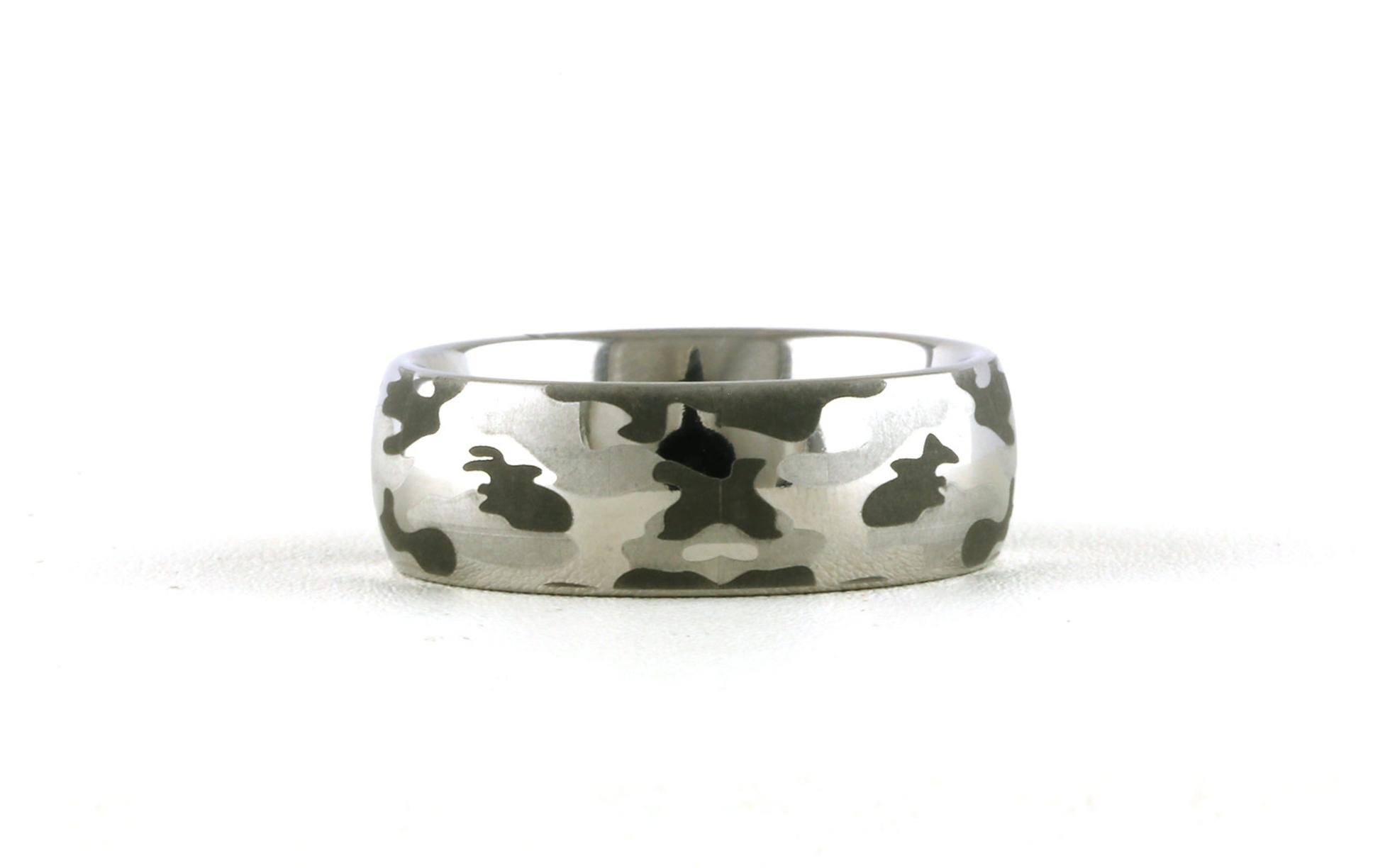 Comfort Fit Wedding Band with Laser Engraved Camo in Serinium (sz 10)